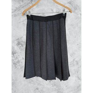Anne Klein Womens Pleated A-Line Midi Skirt Black & Gray Wool-Blend Size Small